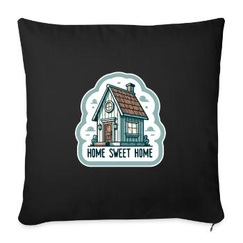 Home Sweet Home - Illustration de maison - Housse de coussin décorative 45 x 45 cm - noir - Devant