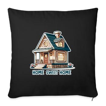 Home Sweet Home - House Illustration - Sofa pillowcase 17,3'' x 17,3'' (45 x 45 cm) - black - Front