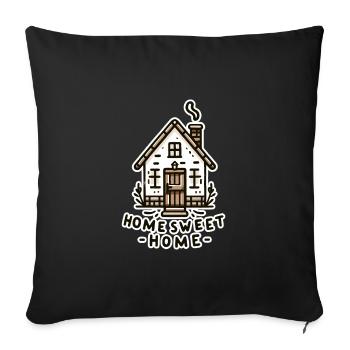 Home Sweet Home - Illustration de maison - Housse de coussin décorative 45 x 45 cm - noir - Devant