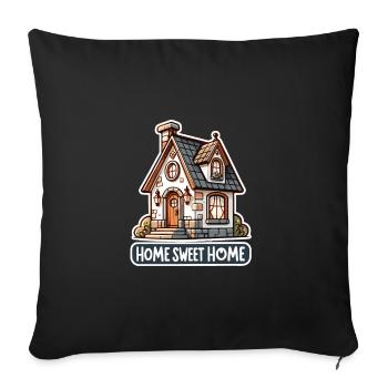 Home Sweet Home - Illustration de maison - Housse de coussin décorative 45 x 45 cm - noir - Devant
