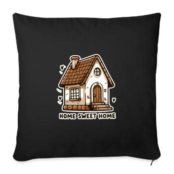 Home Sweet Home - Illustration de maison - Housse de coussin décorative 45 x 45 cm - noir - Devant