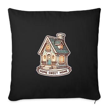Home Sweet Home - Illustration de maison - Housse de coussin décorative 45 x 45 cm - noir - Devant