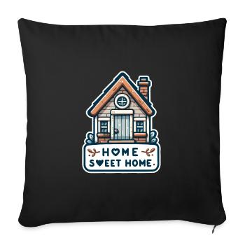 Home Sweet Home - Illustration de maison - Housse de coussin décorative 45 x 45 cm - noir - Devant