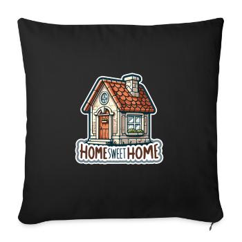 Home Sweet Home - Illustration de maison - Housse de coussin décorative 45 x 45 cm - noir - Devant