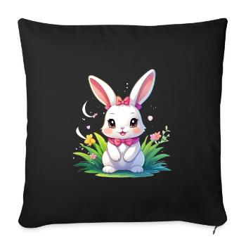 Süßer Hase - Sofakissenbezug 45 x 45 cm - Schwarz - Vorne