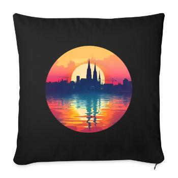 Ligne d’horizon de Heilbronn - Housse de coussin décorative 45 x 45 cm - noir - Devant