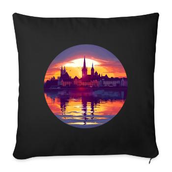 Ligne d’horizon de Hildesheim - Housse de coussin décorative 45 x 45 cm - noir - Devant
