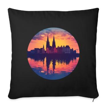Lübeck Skyline - Sofa pillowcase 17,3'' x 17,3'' (45 x 45 cm) - black - Front