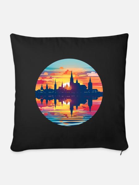 Mainz Skyline - Sofakissenbezug 45 x 45 cm - Schwarz