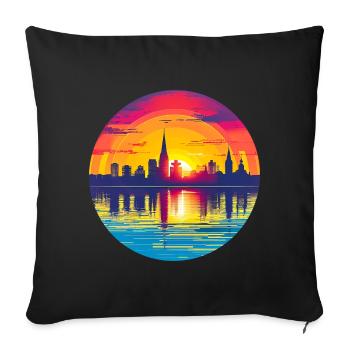 Ludwigshafen Skyline - Sofa pillowcase 17,3'' x 17,3'' (45 x 45 cm) - black - Front