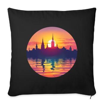 Ligne d’horizon de Neuss - Housse de coussin décorative 45 x 45 cm - noir - Devant