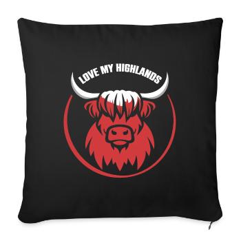 Mon bétail des Highlands J’adore Highlands - Housse de coussin décorative 45 x 45 cm - noir - Devant