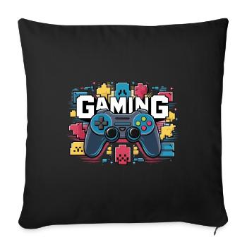 Jeux - Manettes - Housse de coussin décorative 45 x 45 cm - noir - Devant