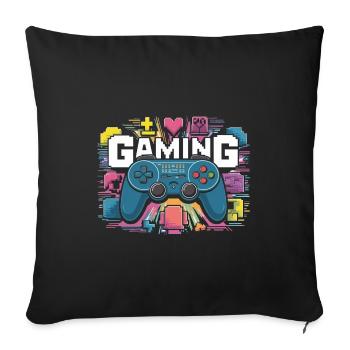 Jeux - Manettes - Housse de coussin décorative 45 x 45 cm - noir - Devant