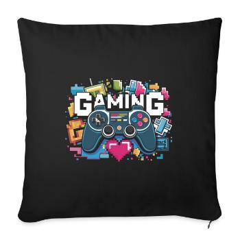 Jeux - Manettes - Housse de coussin décorative 45 x 45 cm - noir - Devant