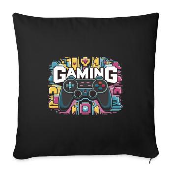 Jeux - Manettes - Housse de coussin décorative 45 x 45 cm - noir - Devant