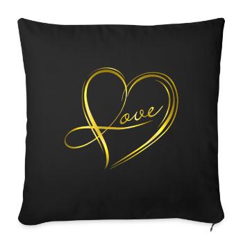 golden heart - Sofa pillowcase 17,3'' x 17,3'' (45 x 45 cm) - black - Front