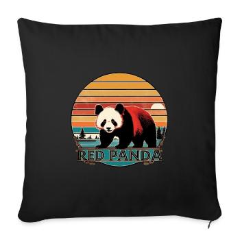 Red Panda in Vintage Style - Sofa pillowcase 17,3'' x 17,3'' (45 x 45 cm) - black - Front