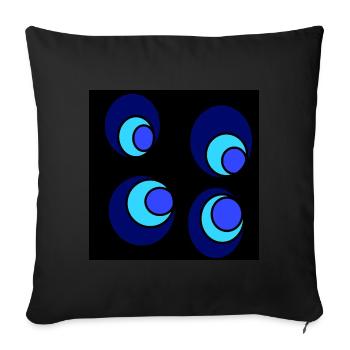 Kreise auf blauen und hellblauen Kreisen - Sofakissenbezug 45 x 45 cm - Schwarz - Vorne