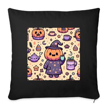 Drôle de motif de citrouille d’Halloween - Housse de coussin décorative 45 x 45 cm - noir - Devant