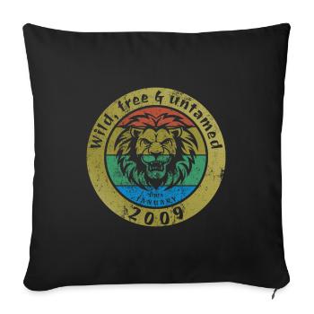 16. Geburtstag Wild, libre et indompté depuis 01/2009 - Housse de coussin décorative 45 x 45 cm - noir - Devant