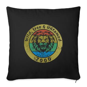 25. Geburtstag Wild, free & untamed since 02/2000 - Sofa pillowcase 17,3'' x 17,3'' (45 x 45 cm) - black - Front