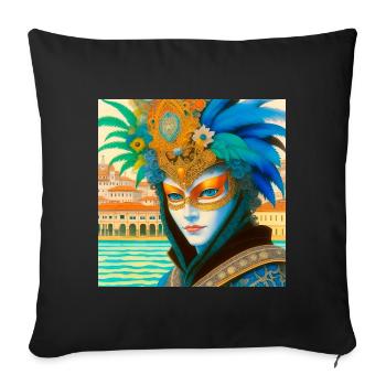 Personne fantastique en masque au carnaval vénitien - Housse de coussin décorative 45 x 45 cm - noir - Devant