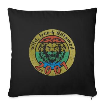 18th Birthday Wild, free & untamed since 2007 - Sofa pillowcase 17,3'' x 17,3'' (45 x 45 cm) - black - Front