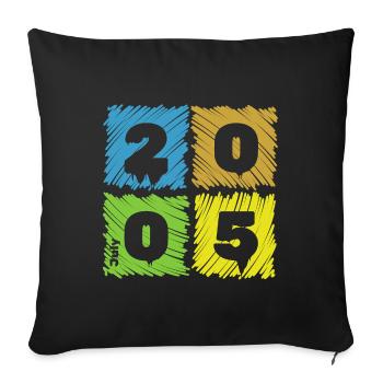 20. Geburtstag Farbige Patches since 07/2005 - Sofa pillowcase 17,3'' x 17,3'' (45 x 45 cm) - black - Front