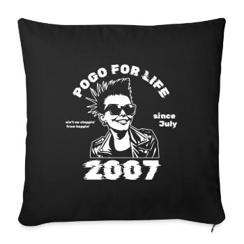 18. Birthday Pogo for life since 07/2007 - Sofa pillowcase 17,3'' x 17,3'' (45 x 45 cm) - black - Front