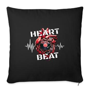 Original Heartbeat / T-Shirt / Heart / Techno - Sofa pillowcase 17,3'' x 17,3'' (45 x 45 cm) - black - Front