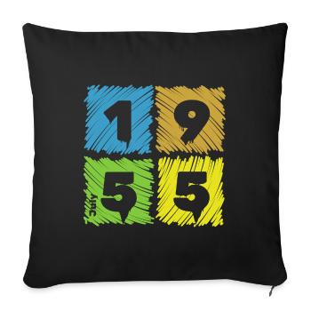 70ème Anniversaire Patchs Colorés depuis 07/1955 - Housse de coussin décorative 45 x 45 cm - noir - Devant