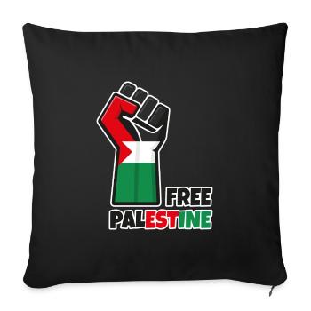 Poing levé avec drapeau palestine. Free Palestine - Housse de coussin décorative 45 x 45 cm - noir - Devant