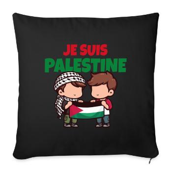 Je suis Palestine. Amis avec drapeau et Keffieh - Housse de coussin décorative 45 x 45 cm - noir - Devant