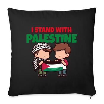 I stand with Palestine. Friends with flag Keffiyeh - Housse de coussin décorative 45 x 45 cm - noir - Devant