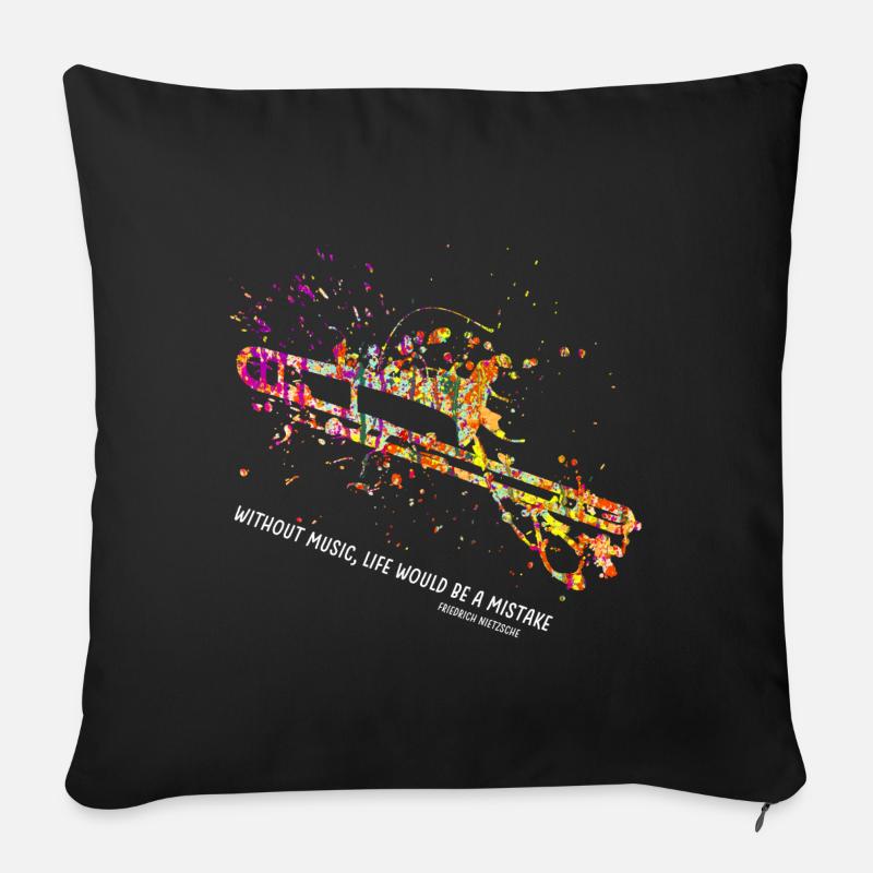 posaune instrument Farbexplosion - Sofakissenbezug 45 x 45 cm - Schwarz