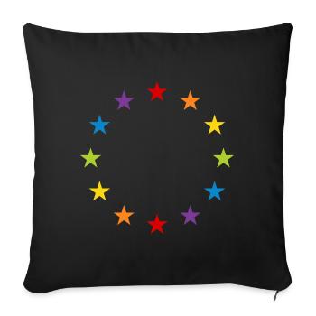 LGBT Gay Pride Stars Rainbow Europe Flag EU - Sofa pillowcase 17,3'' x 17,3'' (45 x 45 cm) - black - Front