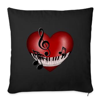 Musique de coeur - Housse de coussin décorative 45 x 45 cm - noir - Devant