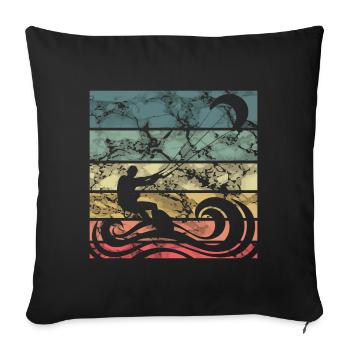 Retro Kitesurfen - Sofakissenbezug 45 x 45 cm - Schwarz - Vorne