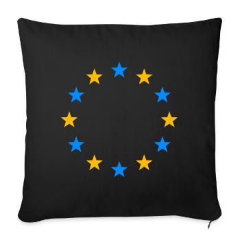 Europe EU Stars Ukraine Symbol Flag Flag Logo - Sofa pillowcase 17,3'' x 17,3'' (45 x 45 cm) - black - Front