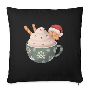 Christmas cat cup - Sofakissenbezug 45 x 45 cm - Schwarz - Vorne