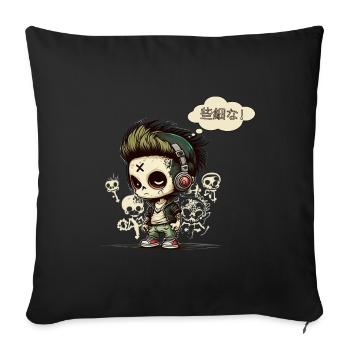 Anime Chibi Urban Graffiti | Unwichtig! - Sofakissenbezug 45 x 45 cm - Schwarz - Vorne