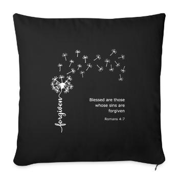 Pissenlit pardonné Conception chrétienne Romains 4:7 - Housse de coussin décorative 45 x 45 cm - noir - Devant