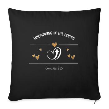 Le design chrétien triomphe dans la croix - Housse de coussin décorative 45 x 45 cm - noir - Devant