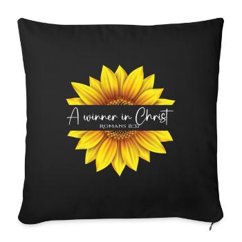 Christian Sonnenblumen Design Ich bin ein Gewinner in - Sofakissenbezug 45 x 45 cm - Schwarz - Vorne
