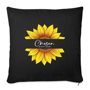 Christian Sunflower design I am Chosen John 15:16 - Housse de coussin décorative 45 x 45 cm - noir - Devant