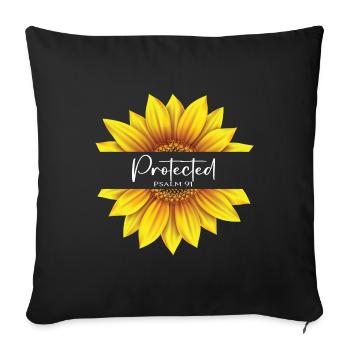 Christian Sunflower design I am Protected Psalm 91 - Sofa pillowcase 17,3'' x 17,3'' (45 x 45 cm) - black - Front