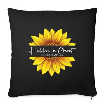 Christliches Sonnenblumendesign Ich bin in Christus verborgen - Sofakissenbezug 45 x 45 cm - Schwarz - Vorne