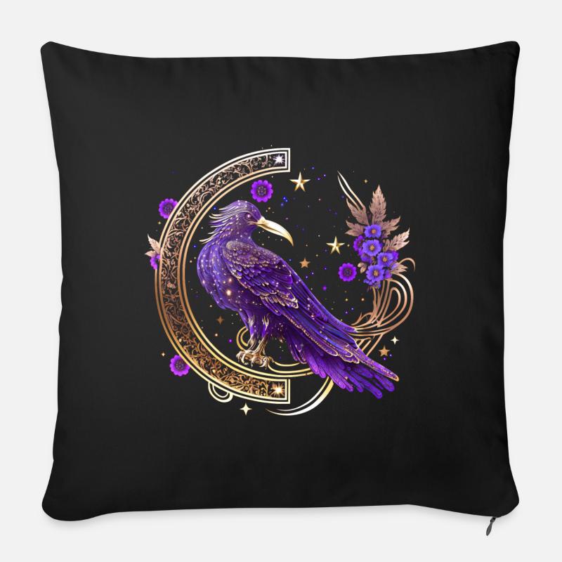 Mystische Krähe, Wicca, Morrigan, Keltisch, Rabe - Sofakissenbezug 45 x 45 cm - Schwarz