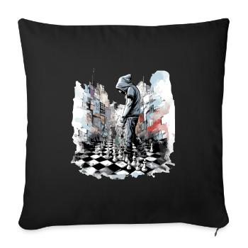 Chess meditation - Sofa pillowcase 17,3'' x 17,3'' (45 x 45 cm) - black - Front